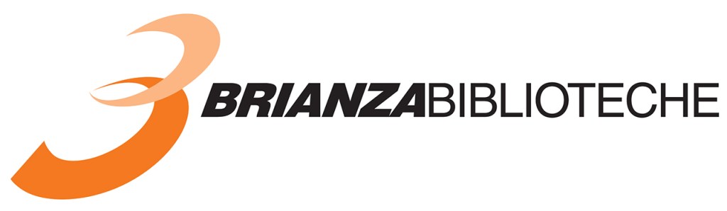 Logo di Brianza Biblioteche con un design moderno e colori arancione e nero.