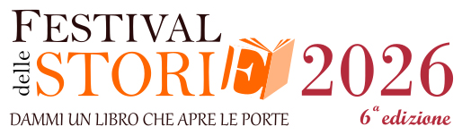 Logo del Festival delle Storie 2026, con il titolo dell'evento e il sottotitolo 'Dammi un libro che apre le porte', indica la sesta edizione.